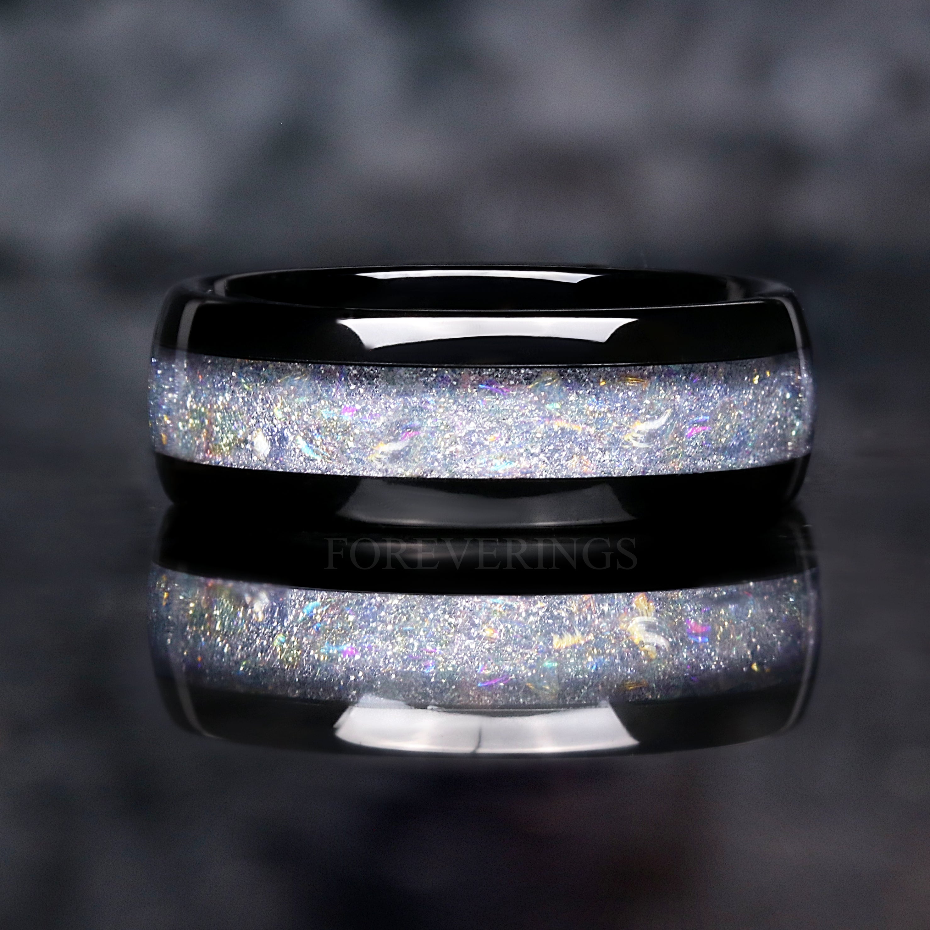 Lunara Couples Moonstone Ring Set, His and Her Wedding Ring Set, Unique Promise Ring, Crescent Moon, Black Fantasy Ring for Couples