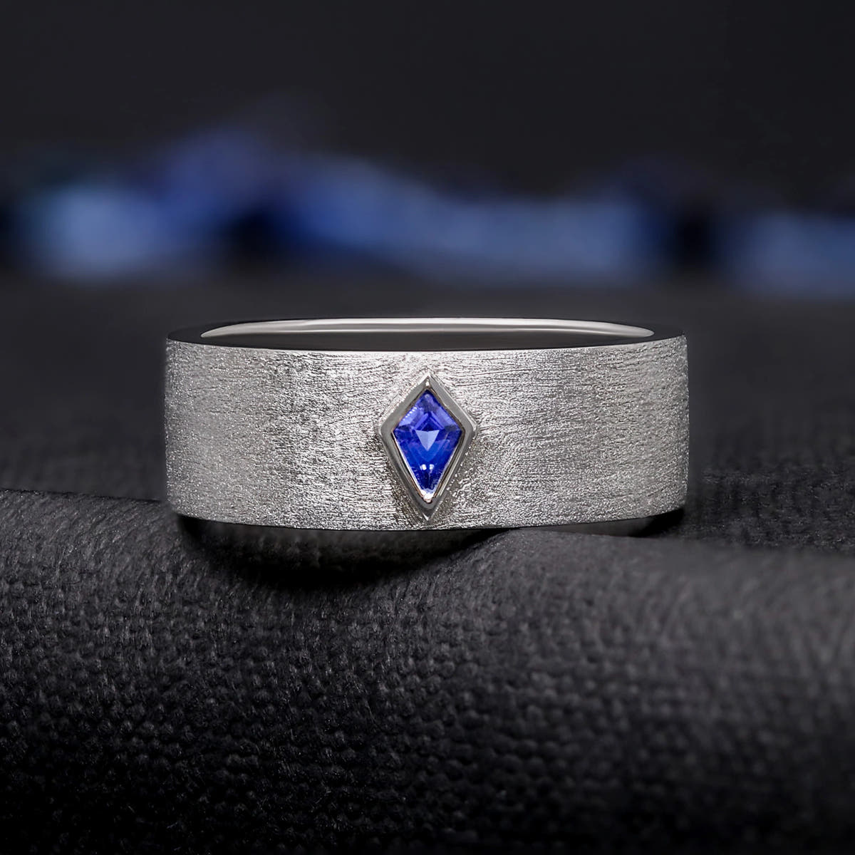 Blue sapphire ring sterling silver men’s