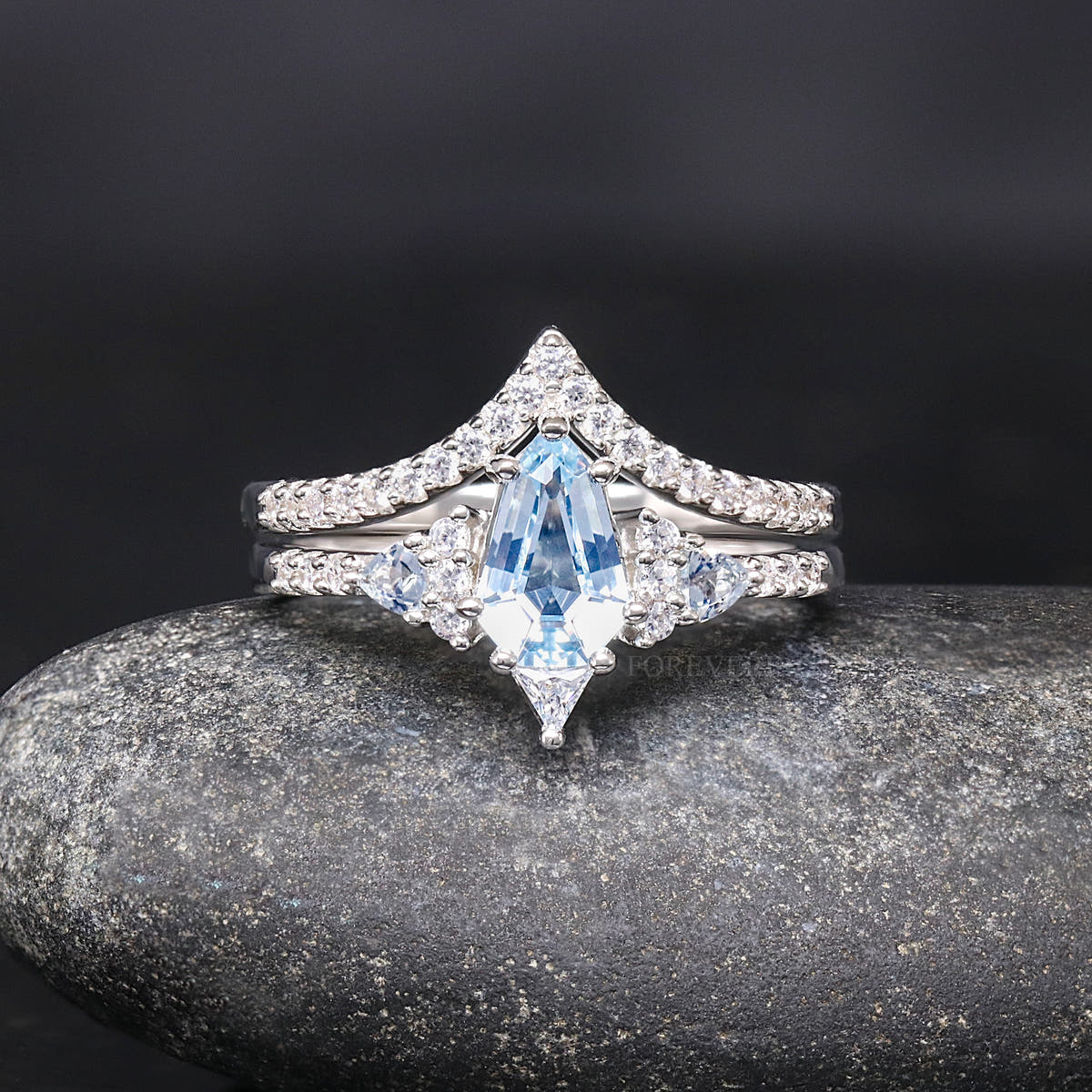 Couples matching aquamarine wedding rings