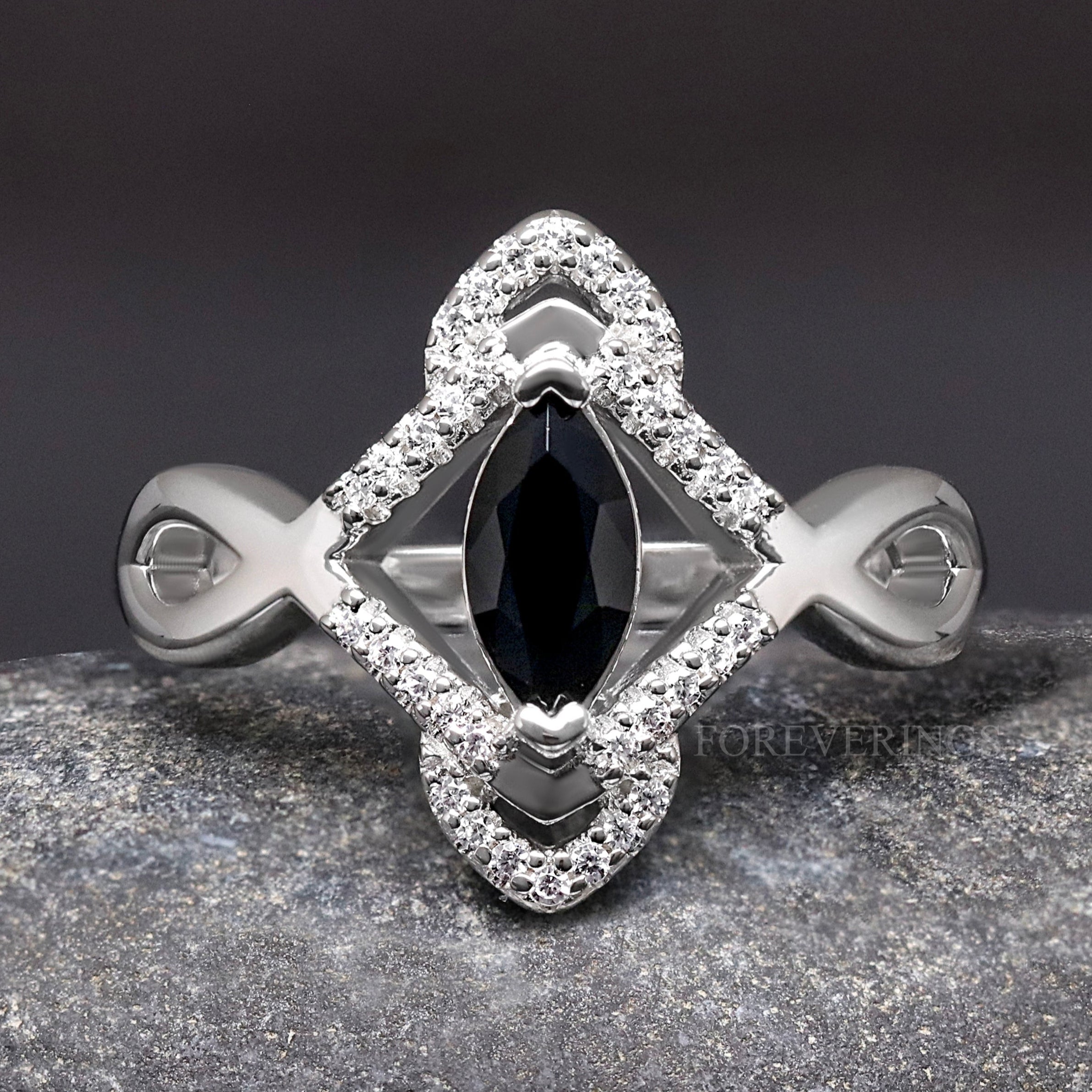 Orla Black Diamond Engagement Ring, Womens Wedding Ring, 925 Sterling Silver Ring, Celtic Engagement Ring, Womens Promise Ring Gift for Her