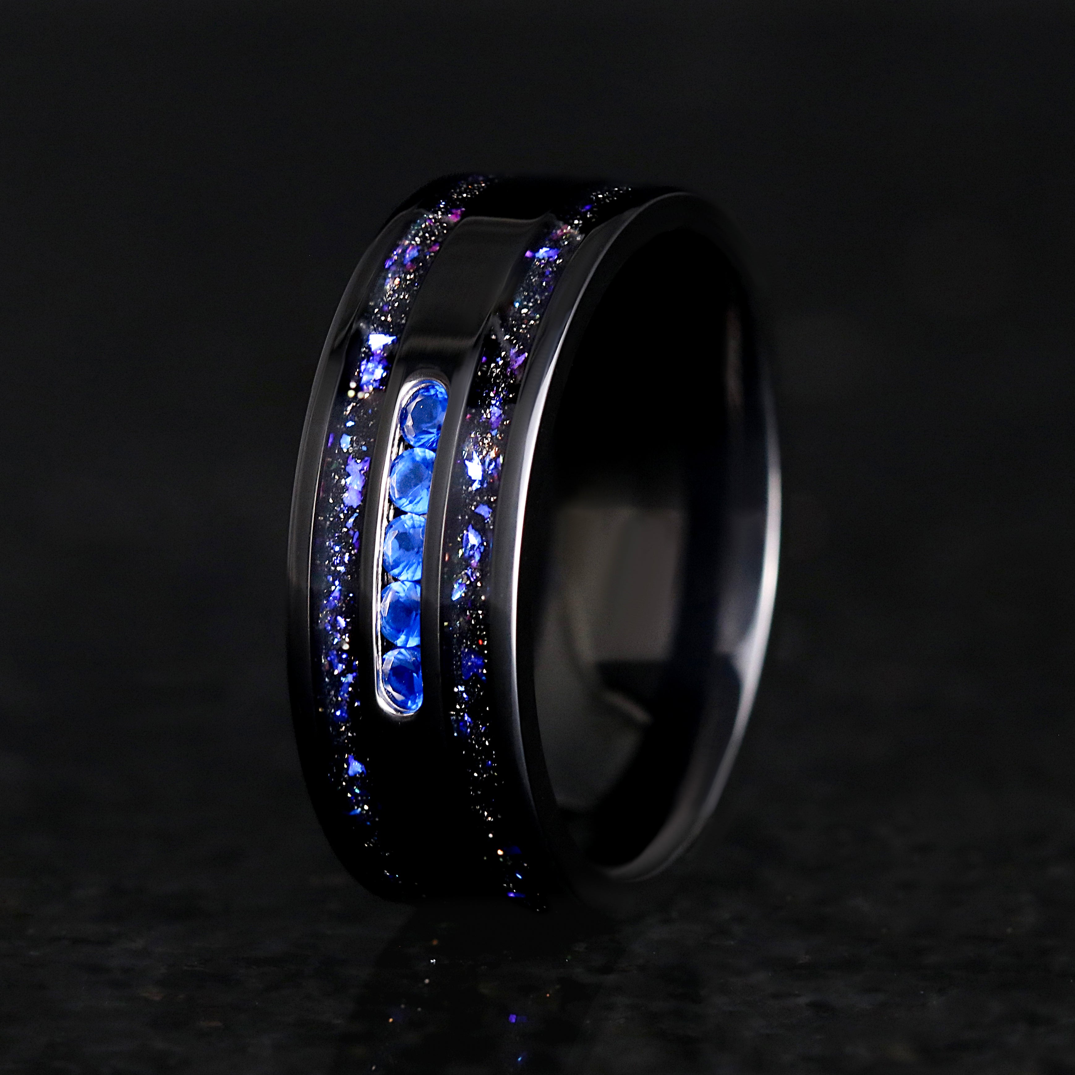 Enla Sapphire & Orion Nebula Ring™ Set | Matching Space Inspired Wedding Band Set for Couples