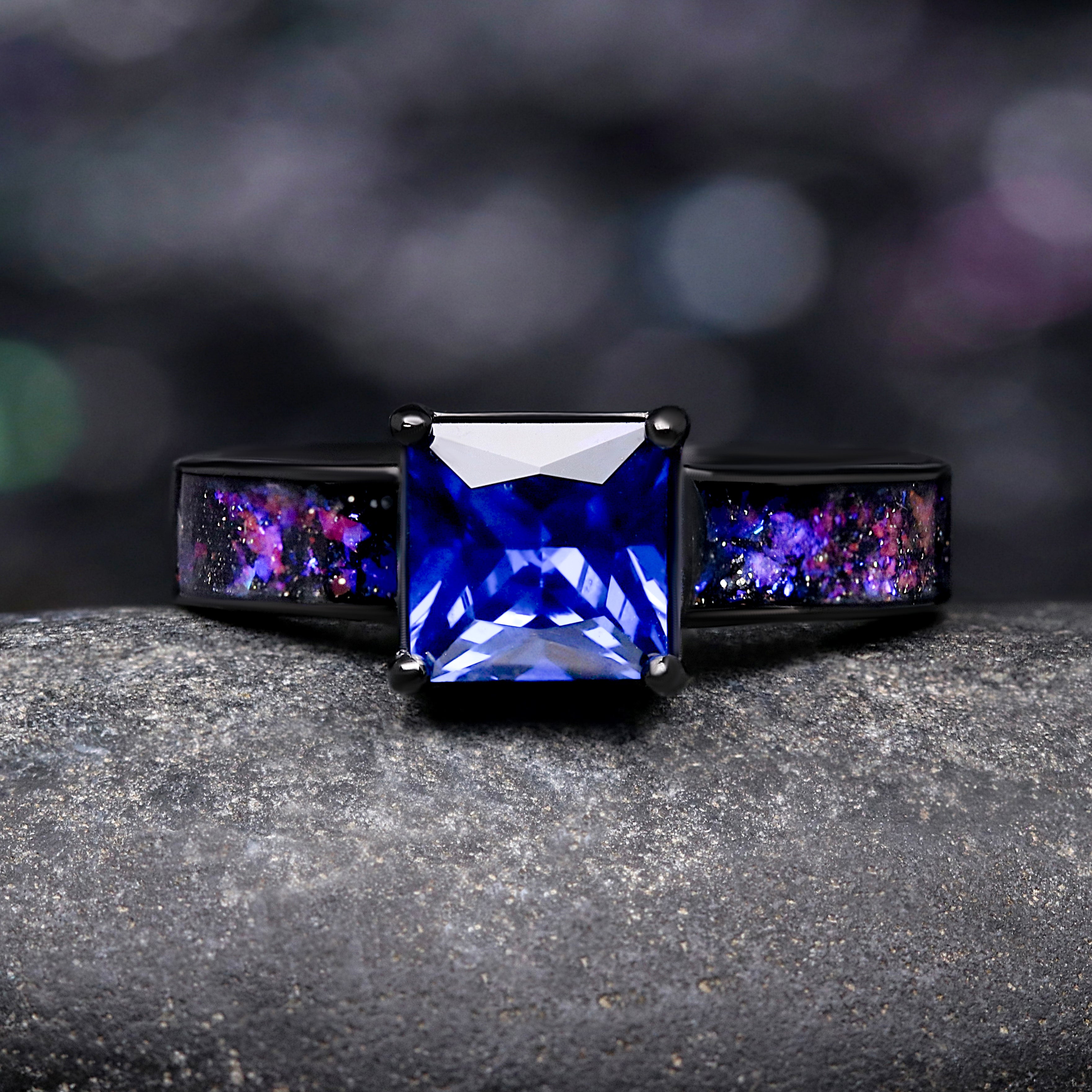 Enla Sapphire & Orion Nebula Ring™ Set | Matching Space Inspired Wedding Band Set for Couples