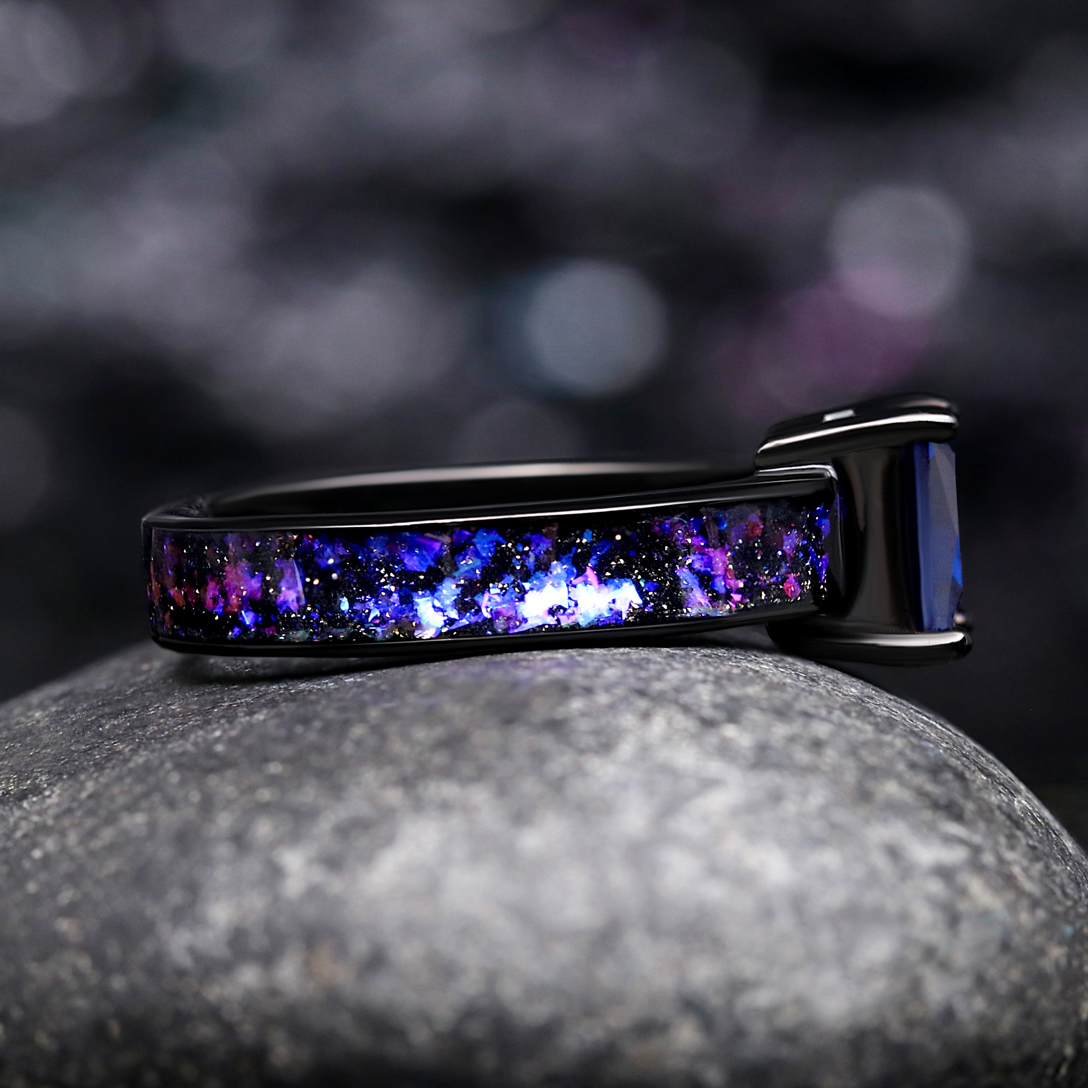 Enla Sapphire & Orion Nebula Ring™ Set | Matching Space Inspired Wedding Band Set for Couples