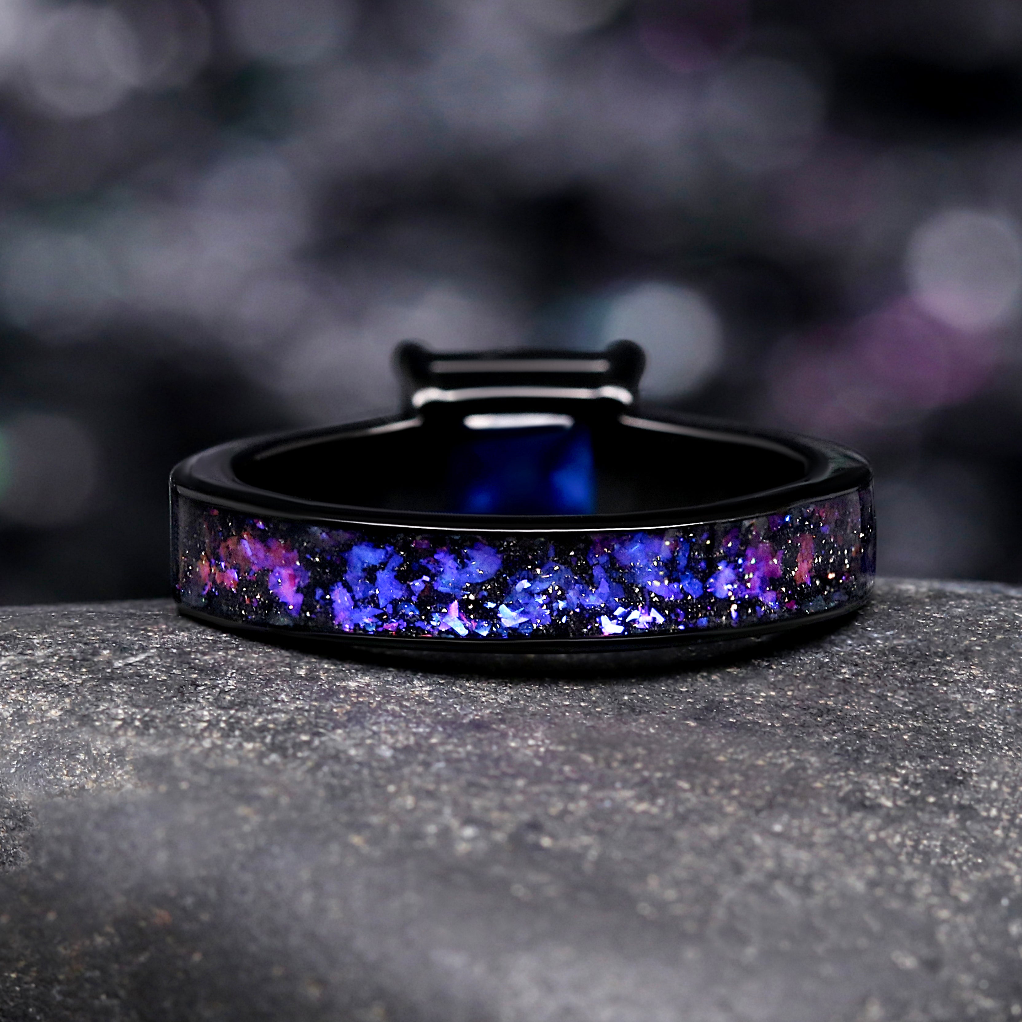 Enla Sapphire Womens Engagement Ring - Orion Nebula Ring™ - Black Wedding Ring