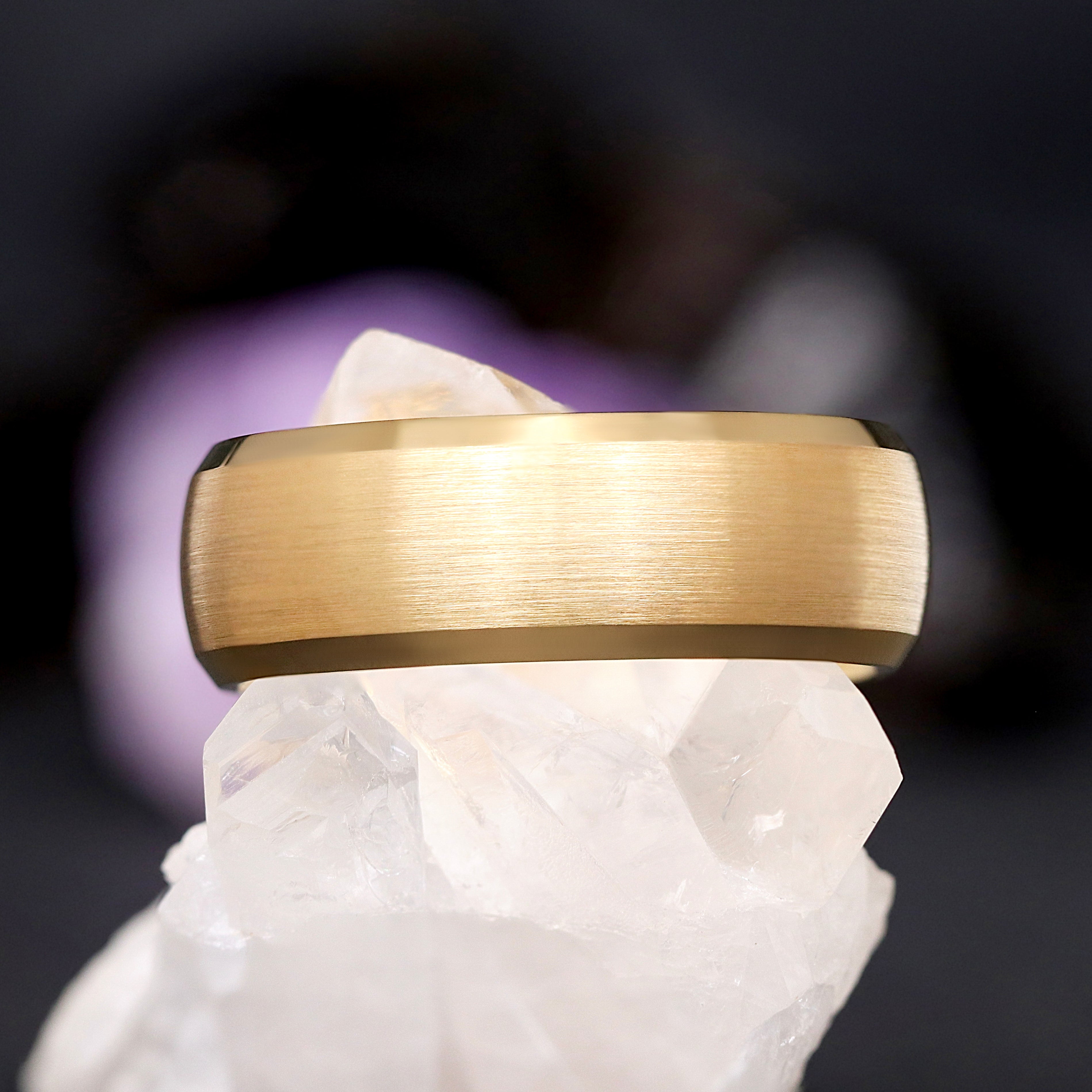 Spire White Sapphire Couples Ring Set, His and Her Gold Wedding Ring Set, Elongated Hexagon Ring, Matching Unique Engagement Ring Set