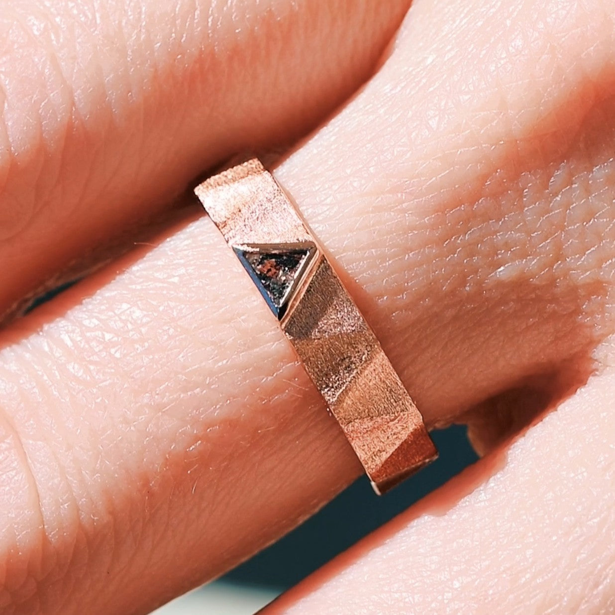 Triangle Cut Herkimer Diamond Ring Set | His and Hers Couples Rings