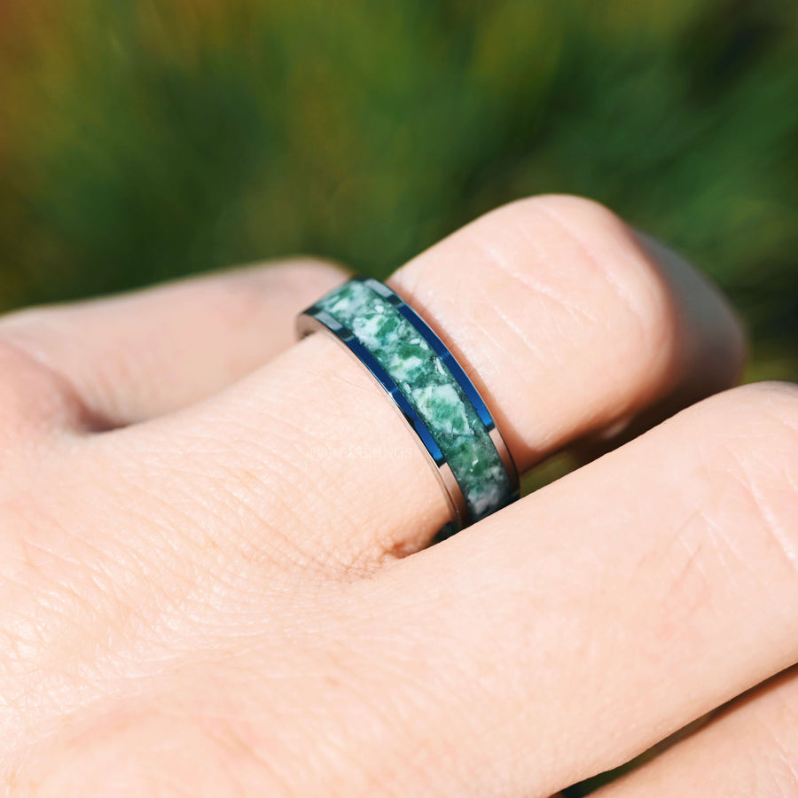Faeleaf Moss Agate Promise Ring Set | Pear Cut His & Hers in Silver