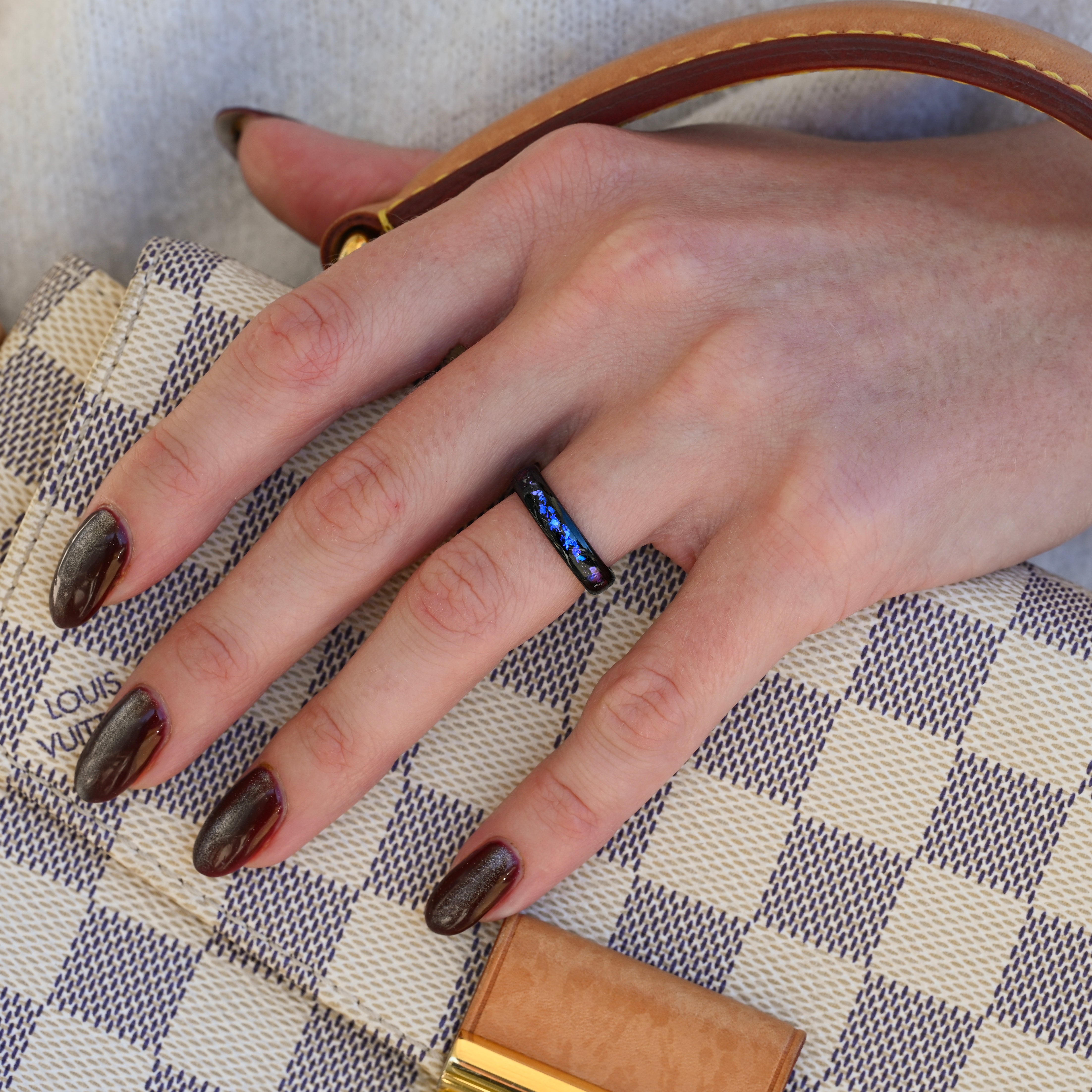 Orion Nebula Ring, Tungsten Outer Space Ring, 8mm-6mm-4mm Man Woman Wedding Ring, Comfort Fit, Black, Dome, Polish Smooth, Anniversary Gift