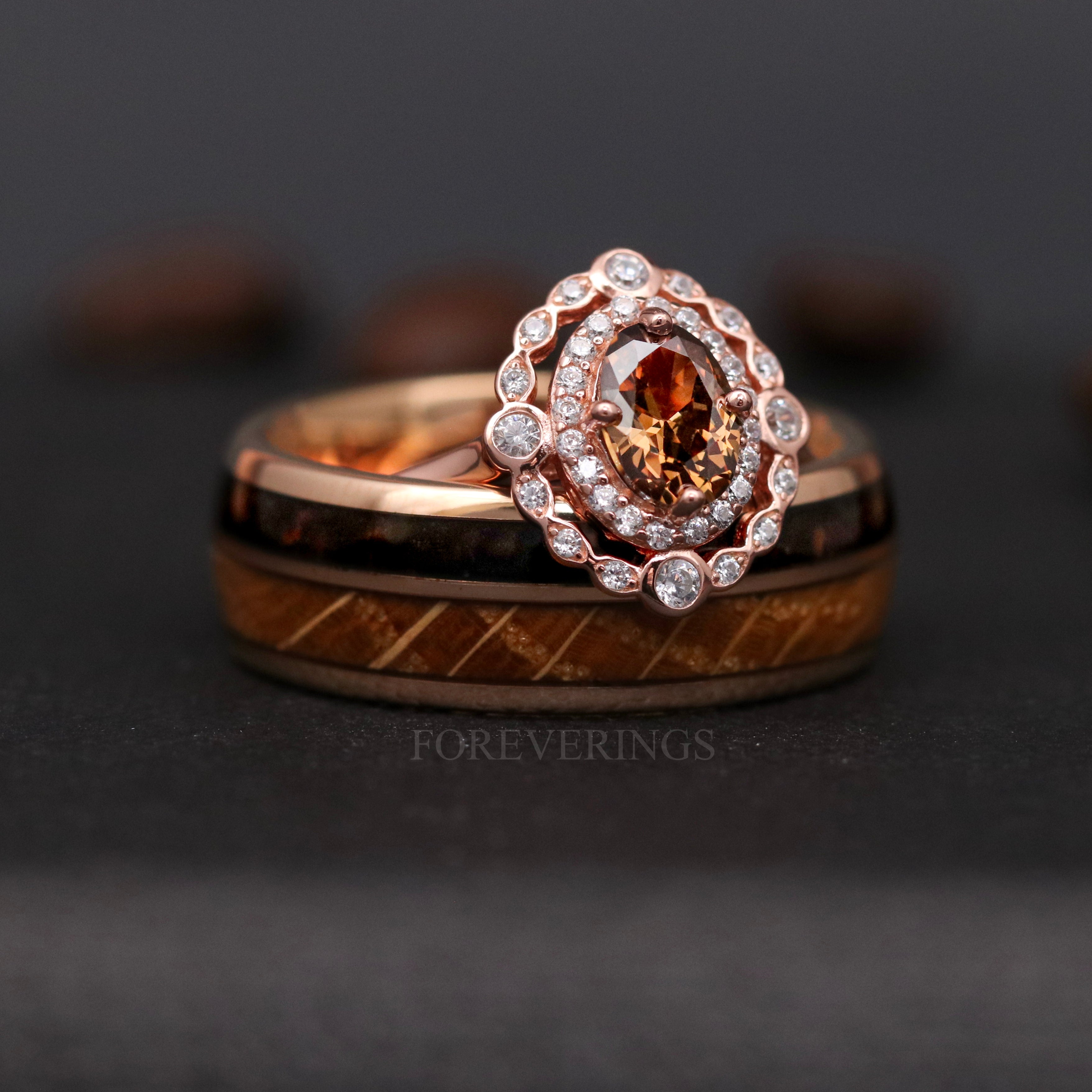Art Deco Smoky Quartz Engagement Ring, Nontraditional Women's Rose Gold Wedding Ring, Coffee Wedding Ring, Promise Ring for Her