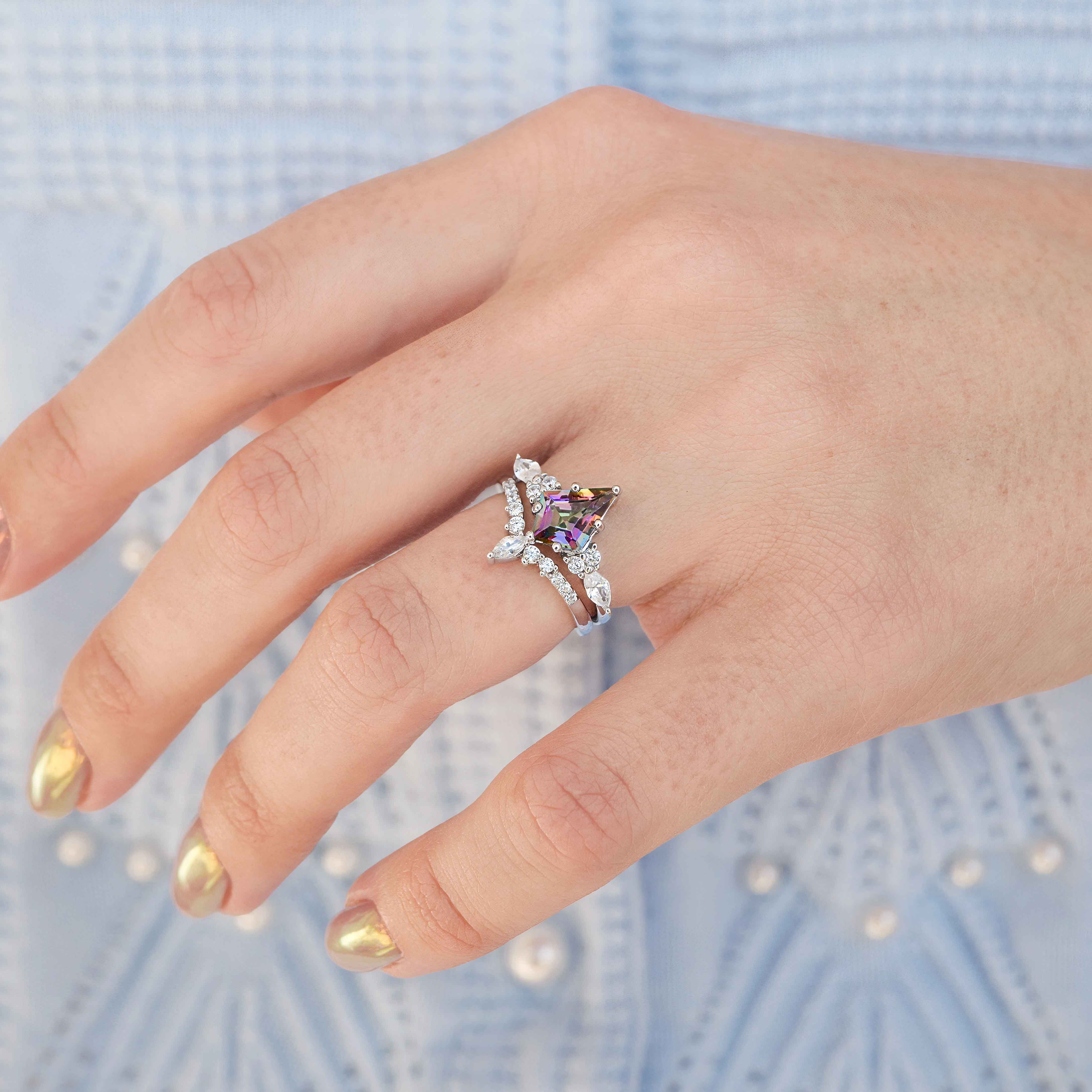 Silver Mystic Topaz Galaxy Ring, Alternative Wedding Ring, Cass Supernova Nebula Ring, Unique Promise Ring, Woman Engagement Ring, Engraving