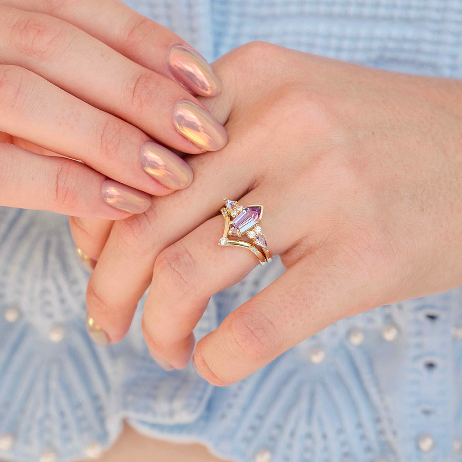 His and Her Gold Alexandrite Ring Set, Couple Crab Nebula Ring, Space Gold Wedding Band, 925 Sterling Silver and Gold Tungsten Ring Set