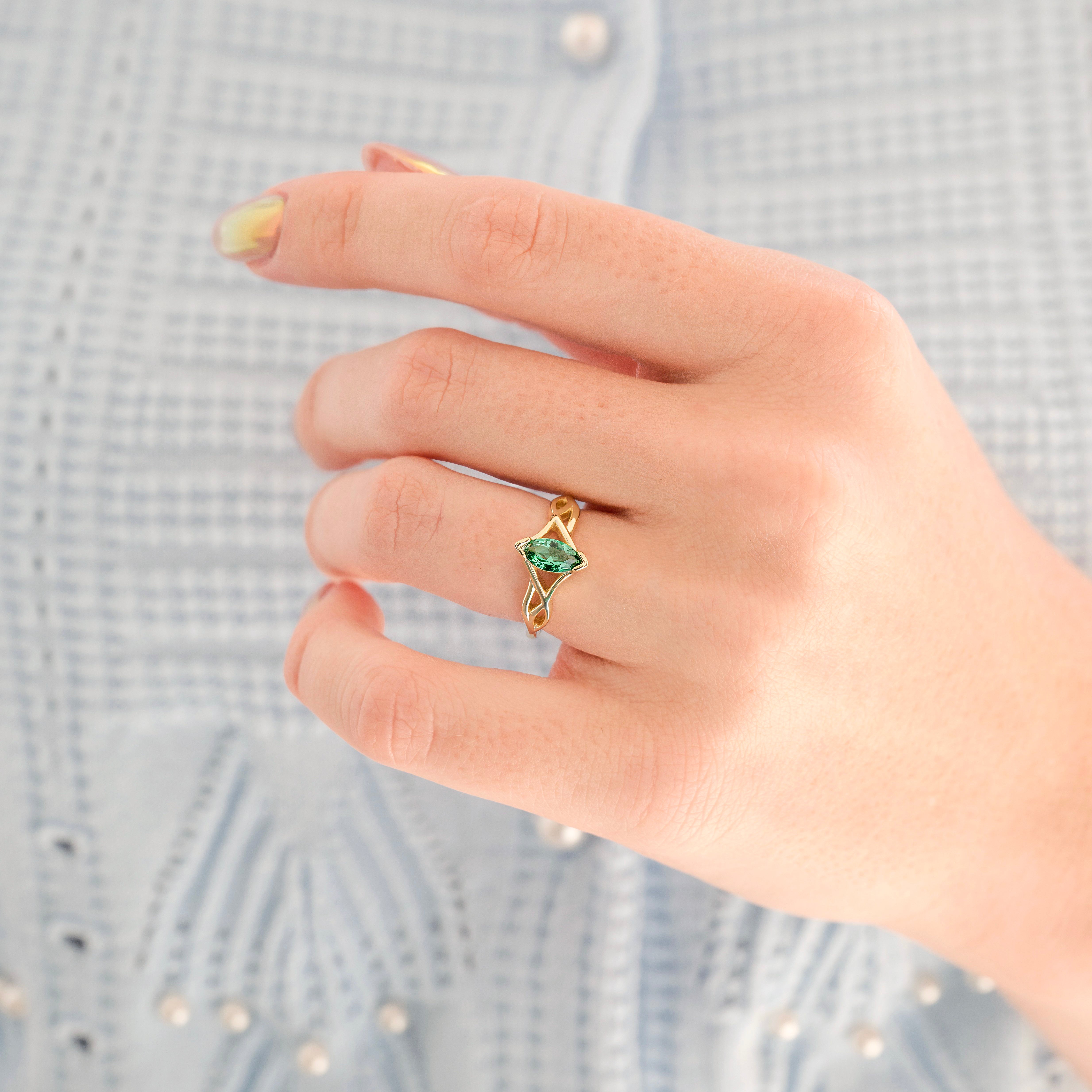 His and Her Celtic Knot Ring Set, Gold Emerald Wedding Bands, 925 Silver and Tungsten Promise Rings, Minimalist Couples Engagement Ring Set