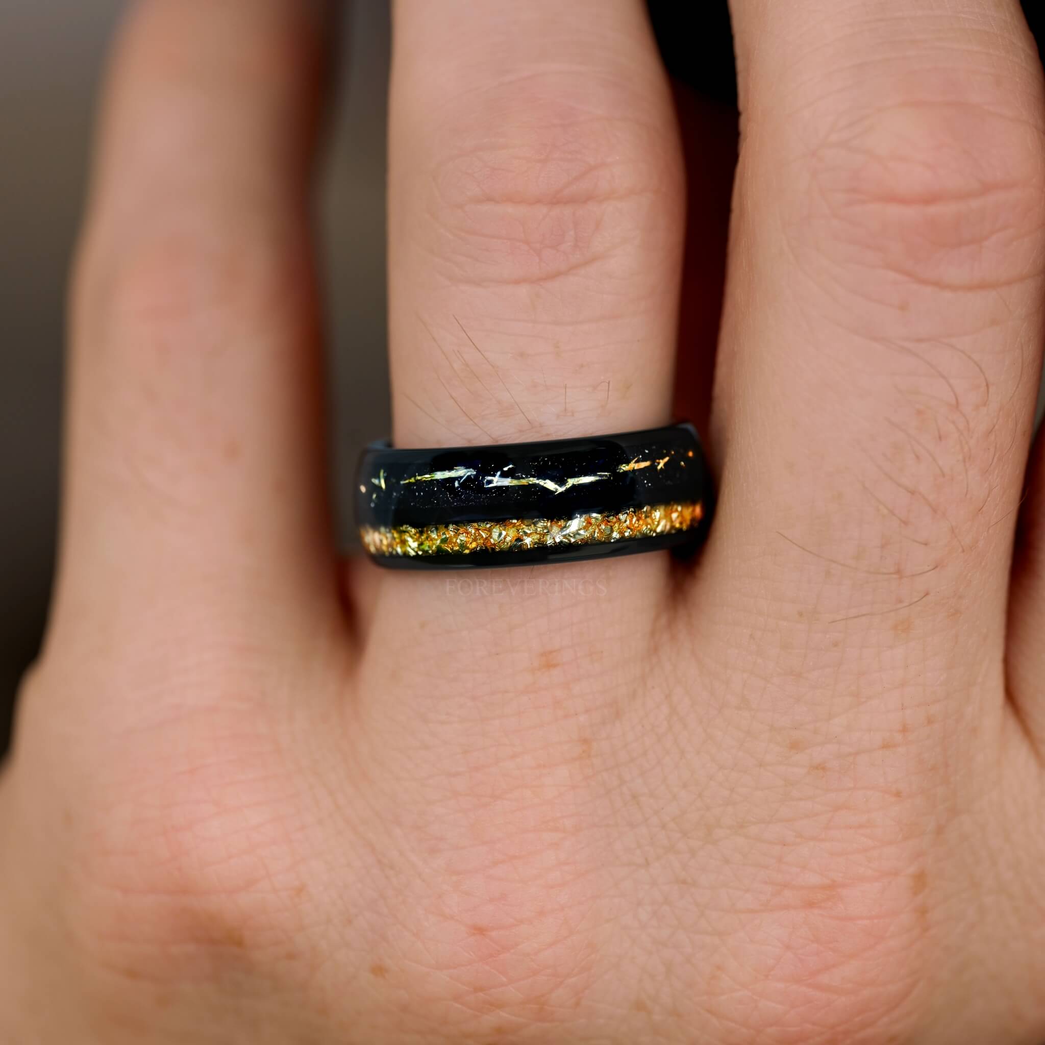 Mens Citrine Engagement Ring | Black & Gold 8mm Tungsten Band