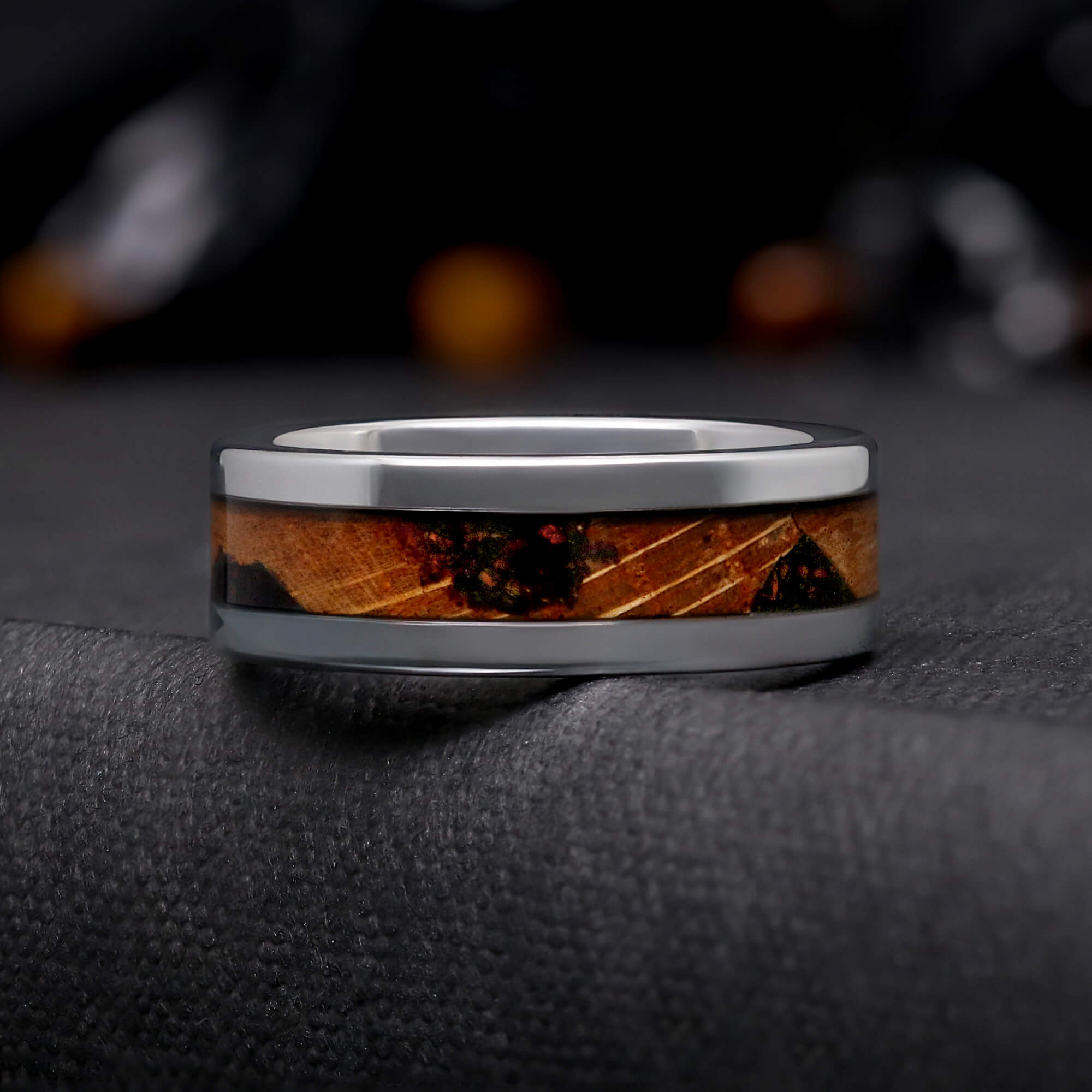 Men's Whiskey Barrel Ring | Coffee Lover Gift | 8mm Tungsten Band