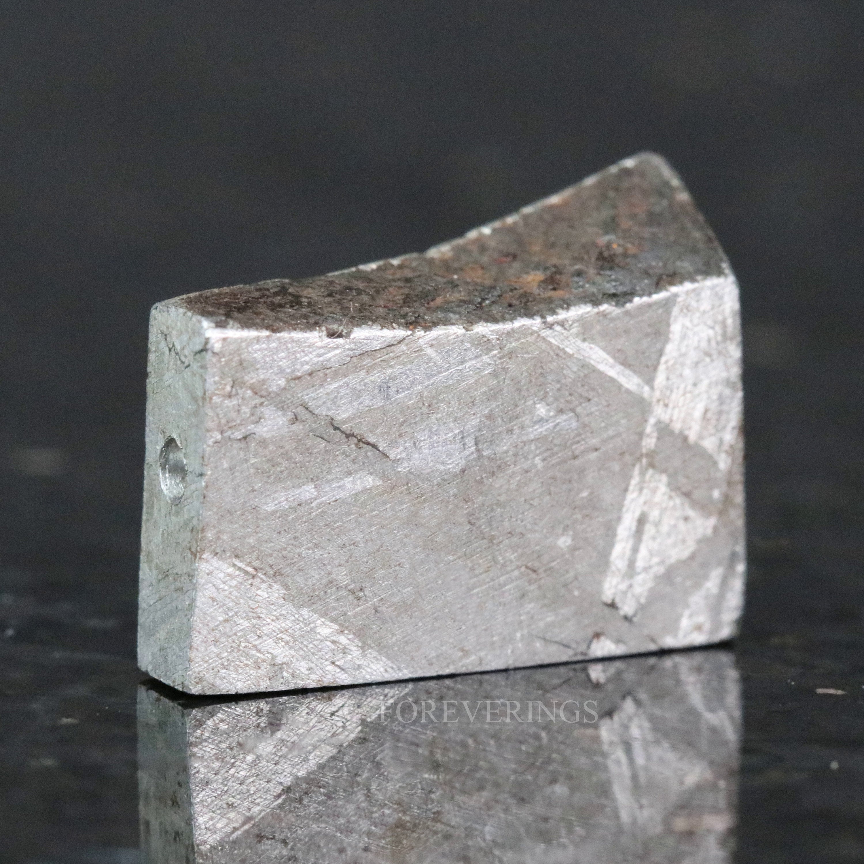 Rose Gold Meteorite Ring, Mens Wedding Band, Unique Gift for Him, Real Genuine Meteorite, Tungsten Flat Polish Band, Engraved Promise Ring