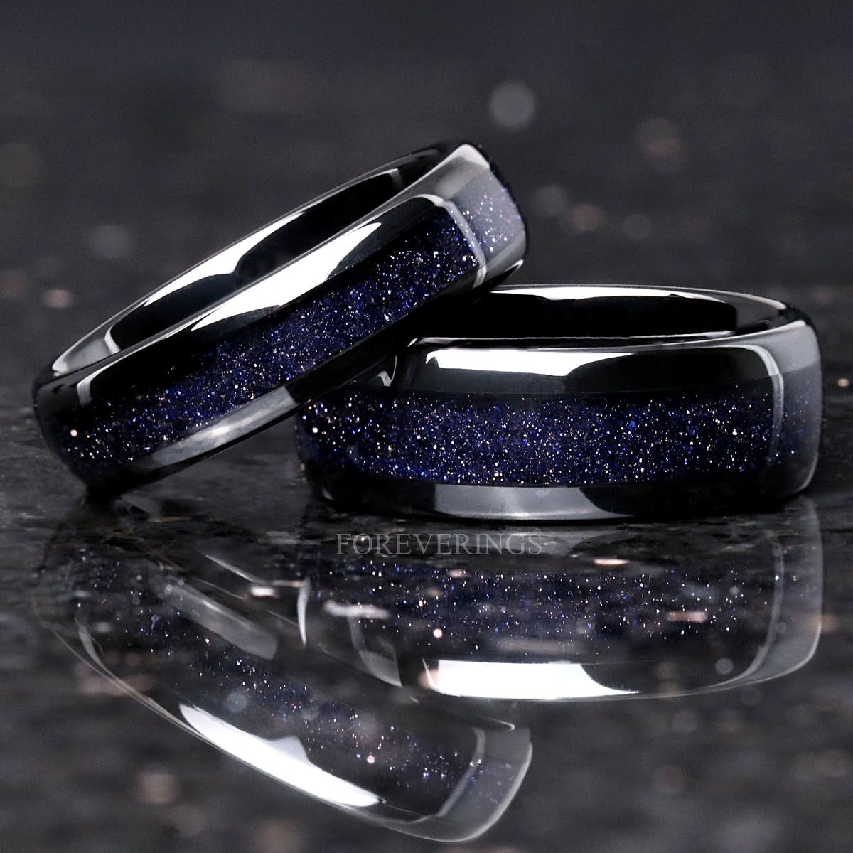 Two widths of the black tungsten blue sandstone band, one leaning on the other
