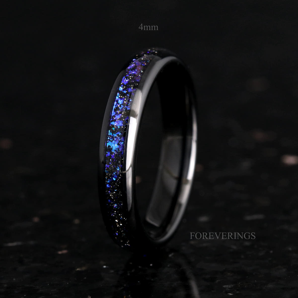 4mm black tungsten nebula band, the thinnest width, standing on edge