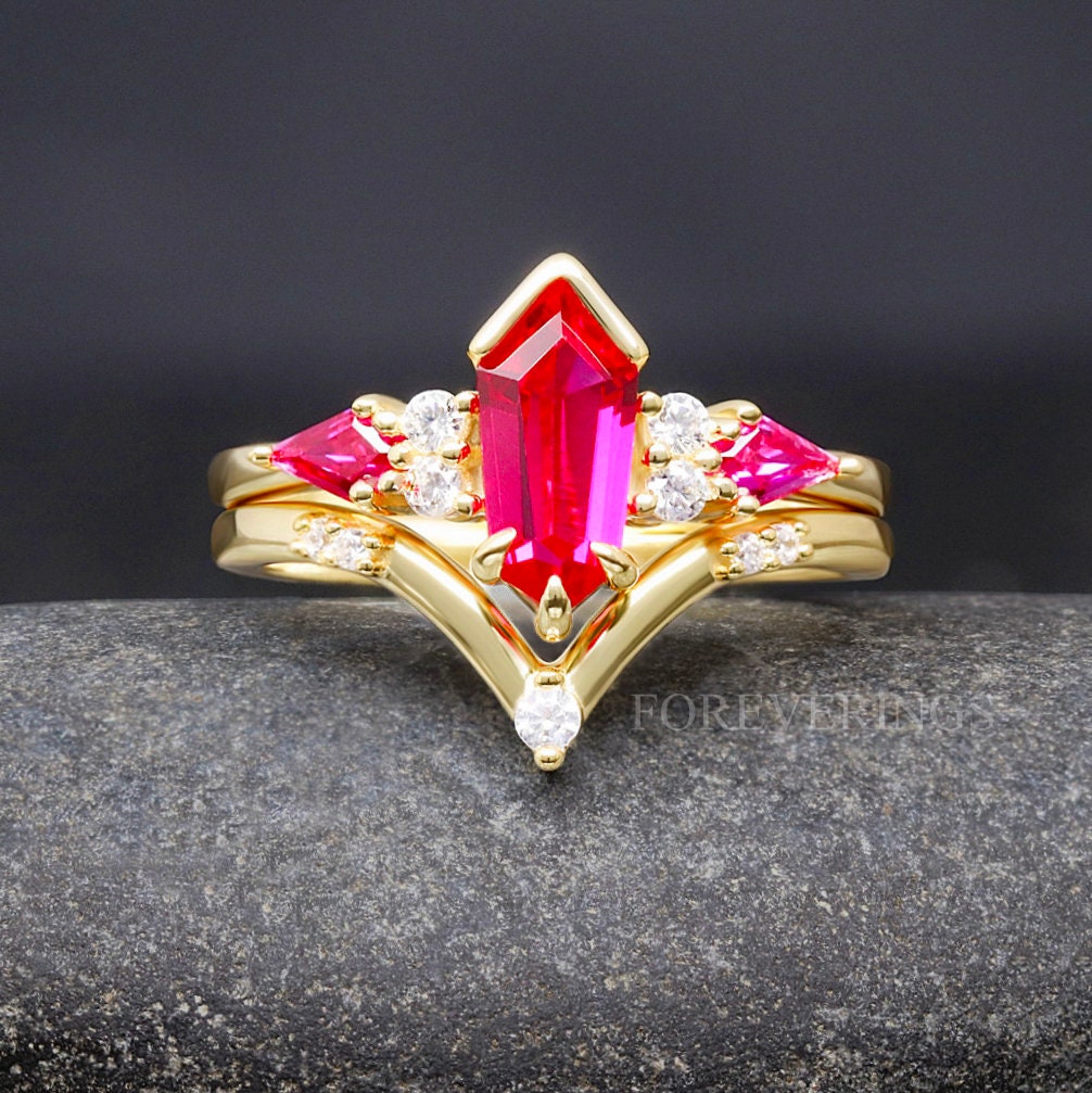 His and Her Natural Ruby Wedding Ring Set, Gold Ruby Ring, 925 Sterling Silver and Gold Tungsten Ring Set, Couples Ring, Engagement Ring Set