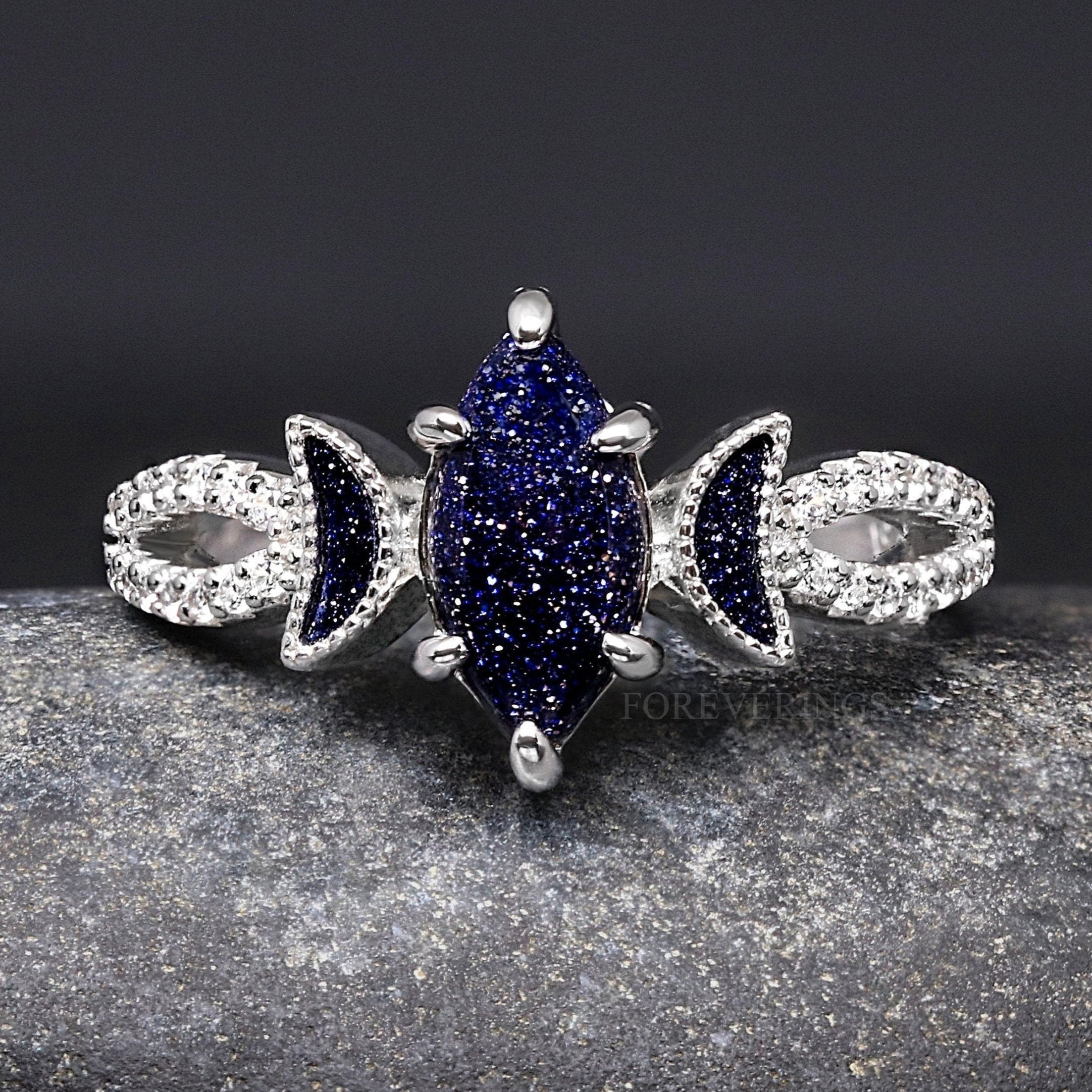 Lunara Starry Night Wedding Ring, Engagement Ring, Great Rift Nebula Ring, Woman Wedding Ring, Promise Ring, 925 Sterling Silver Personalize