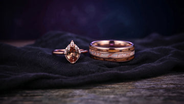 Women's and men's rings side by side showing the difference in average ring size