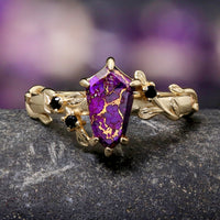 Hawthorn Purple Turquoise Engagement Ring Set for Couples