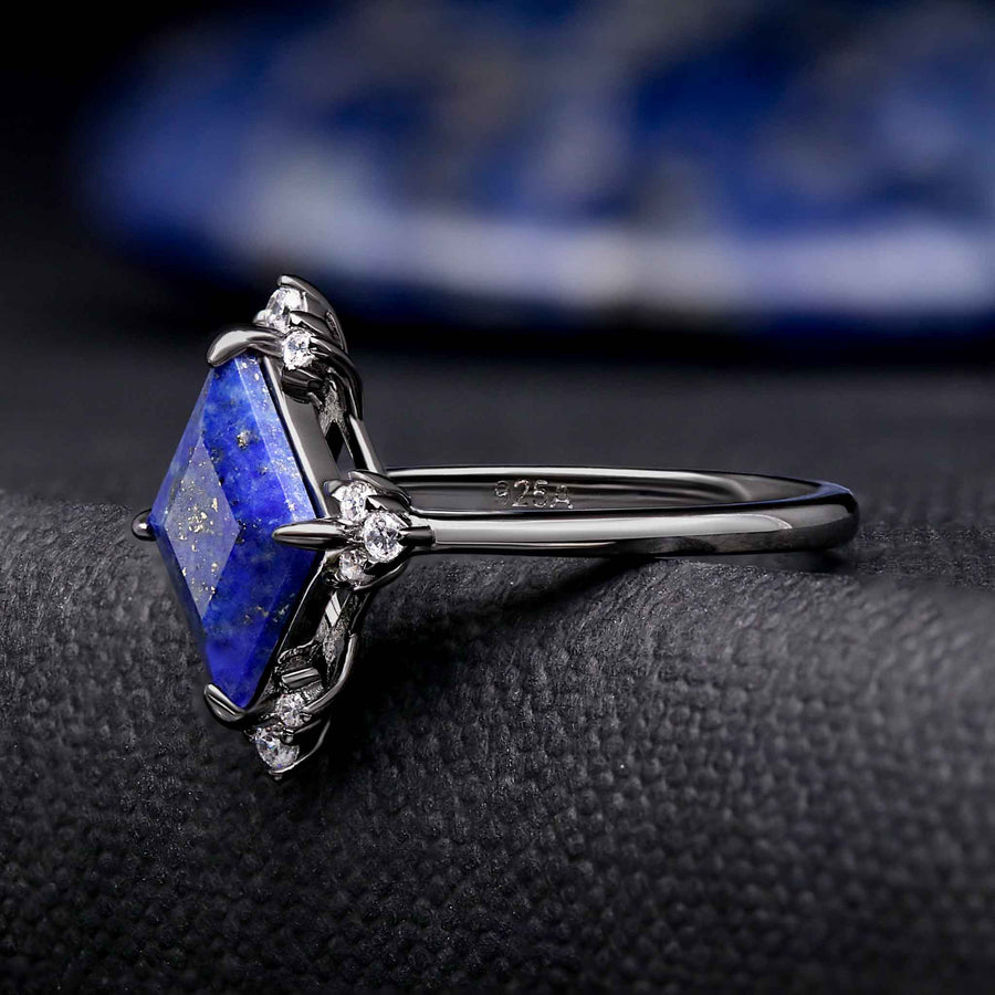 Celestial cluster lapis lazuli engagement ring