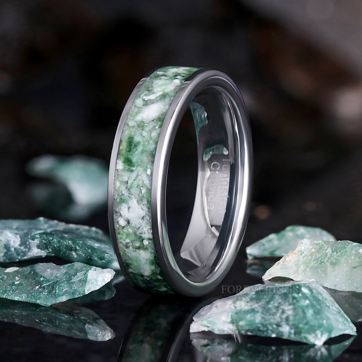 Twirl Leaf Green Moss Agate Ring Set, His and Her Wedding Ring, Matching Nature Couples Ring, Alternative Engagement Ring, Anniversary Gift