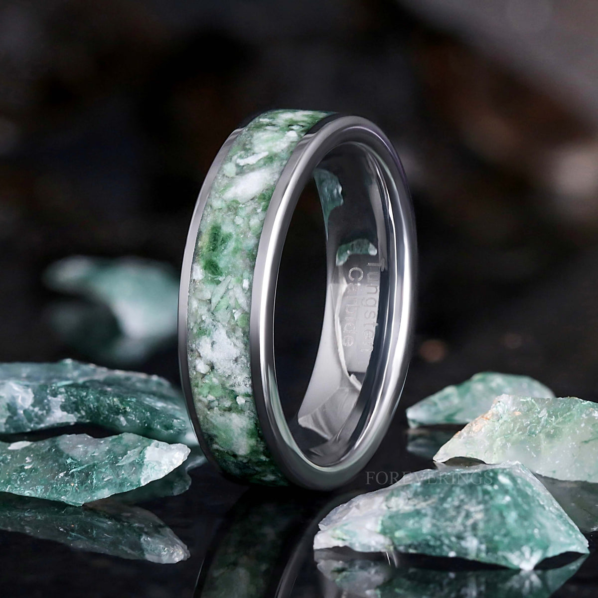 Faeleaf Moss Agate Promise Ring Set | Pear Cut His & Hers in Silver