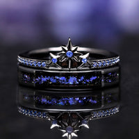 Unique space-inspired ceramic and silver ring set for her
