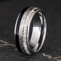 Black Diamond Ring Men, Celtic Wedding Band, Silver Tungsten, 8mm Men Wedding Band, Polished, Dome, Unique Promise Ring for Him, Engraving