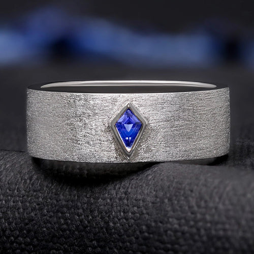 Men’s blue sapphire sterling silver ring