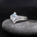 Aquamarine engagement ring and wedding band set for couples