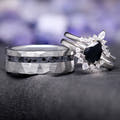 Lava rock and black onyx couples ring set his and hers