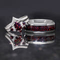 Black opal silver couples wedding bands