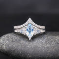 Couples matching aquamarine wedding rings