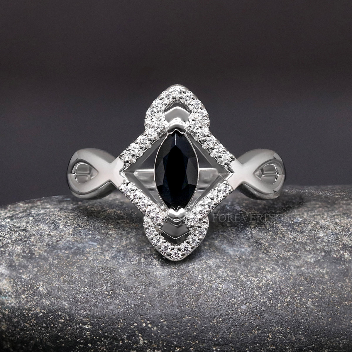 Orla Black Diamond Ring Set, His and Hers Celtic Wedding Ring, Silver Tungsten, 925 Silver, Unique Engagement Ring Set, Couples Promise Ring