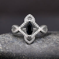 Orla Black Diamond Ring Set, His and Hers Celtic Wedding Ring, Silver Tungsten, 925 Silver, Unique Engagement Ring Set, Couples Promise Ring