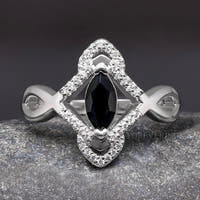Orla Black Diamond Engagement Ring, Womens Wedding Ring, 925 Sterling Silver Ring, Celtic Engagement Ring, Womens Promise Ring Gift for Her