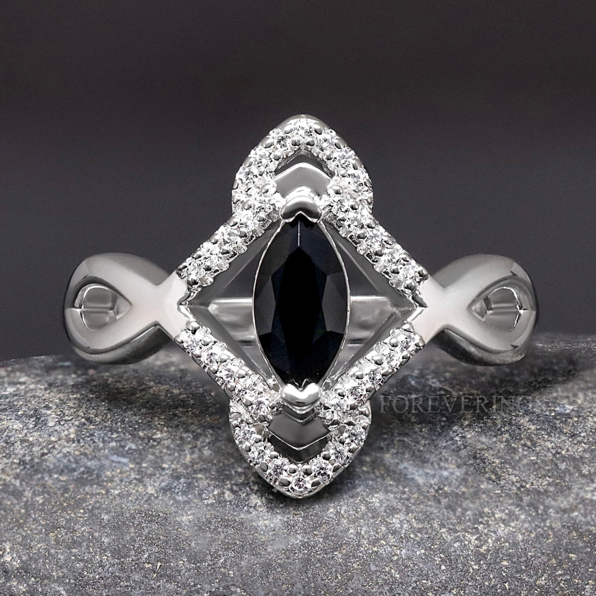 Orla Black Diamond Engagement Ring, Womens Wedding Ring, 925 Sterling Silver Ring, Celtic Engagement Ring, Womens Promise Ring Gift for Her