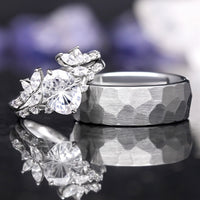 Everleaf couples ring set with white sapphire