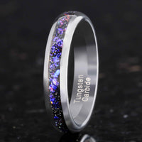 Orion Nebula Ring, 4mm Silver Tungsten Wedding Band, Outer Space Ring, Women Men Ring, No Plating, Dome, Polish, Comfort Fit