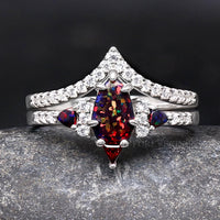 Lumiere Black Fire Opal Ring, Sterling Silver Woman Engagement Ring