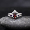 Black fire opal wedding ring set