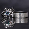Veloura black sterling silver alexandrite couples rings