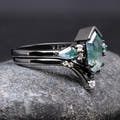 Elegant coffin kite moss agate wedding bands for couples