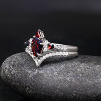 Silver opal couples rings matching set