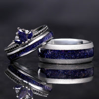 Unique matching wedding bands with cosmic Rift Sandstone