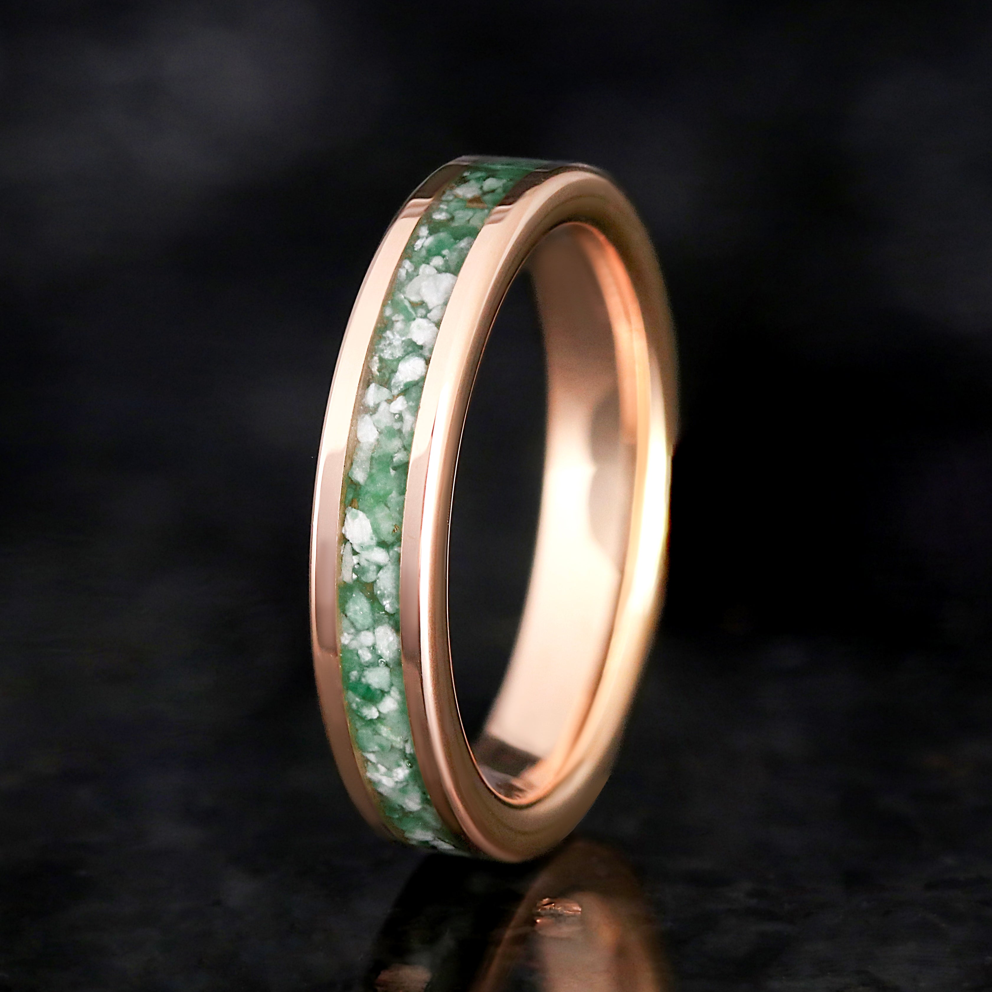 Moss Agate Wedding Band | Rose Gold Nature-Inspired 4mm Ring