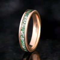 Elegant rose gold moss agate rings for him and her