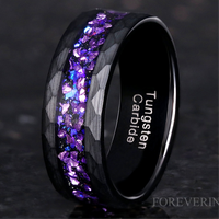Crab Nebula Hammer Ring, Man Alexandrite Band, Outer Space Ring, 8mm Man Wedding Band, Purple Nebula Ring, Black Tungsten Ring, Ring Engrave